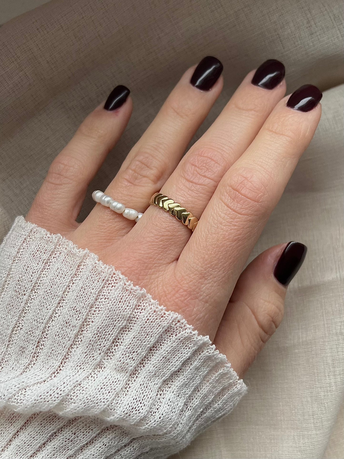Handgemachter Edelstahlring Ringset